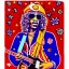 Placeholder: hippie JIMI HENDRIX Santa playing electric guitar, psychedelic, peace sign, MUSHROOMS, TRIPPY, ACID, LSD, dreadlocks