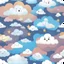 Placeholder: Cute clouds, various facial expressions, Pixar style, transparent background without limbs, seamless tile