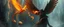 Placeholder: fire smoke and fog and light rays, phoenix jellyfish stingray octopus bird witch in icy waterfall looks beyond really powerful slapping a bird in the face with fire, fantasy illustration, in the style of Rembrandt