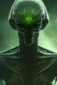 Placeholder: alien, head, evil,green eyes, weapons, blood, 8k, finely detailed, photo realistic, HR Giger style