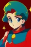 Placeholder: 1girl, retro anime, 80's, redhead,Portrait of beautiful woman, sparkling dark blue eyes,