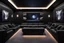 Placeholder: a black themed dedicated home cinema room with LED ambient lighting in the walls make sure the room is completely symmetrical