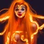 Placeholder: woman made of fire, fire angel, fire clothes, full body portrait, long flowing yellow hair, highly detailed, real life photo, photo quality, extremely detailed, highly detailed, 8K, crisp quality, looking at me