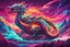 Placeholder: Dragon in a vibrant synthwave dreamscape, neon chaos swirling energetically around pixelated forms, a dynamic fusion of retro gaming nostalgia and futuristic abstraction