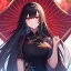 Placeholder: Clear focus,High resolution, black long hair, Vibrant red eyes, Emo style, Wearing a Chinese Traditional dress