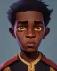 Placeholder: Portrait of a gorgeous black skinned toddler warlock boy with dark hair by Jim Kay