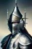 Placeholder: Sango fantasy, fantasy magic, intricate, sharp focus, illustration, highly detailed, digital painting, concept art, matte, art germ and Paul Lewin and Kehinde Wiley, Medieval Arab knight, wearing a silver helmet engraved with Arabic motifs, black eye, chin