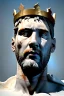 Placeholder: Ultra Realistic image, Roman sculpture, white marble material, Lionel Messi, gold crown of natural thorns, god crown, Miguel Angel style, sun rays background, waist up portrait, epic, celestial, cinematic lighting, God lights, 4k resolution, smooth details, soft lighting, unreal engine 5, art station, substance 3d.