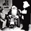 Placeholder: Creepy Father Christmas talks to alien old photo