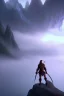 Placeholder: dark elf man, lord of the rings, forest, sunset, mystic, fog render unreal, cave exit, mountain,