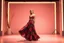 Placeholder: picture of lady with a maxi dress cifi stye design posing in a modern art stage