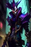 Placeholder: Shaco from league of legends in style cyberpunk! make the trap