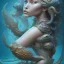 Placeholder: sango fantasy, fantasy magic, intricate, sharp focus, illustration, highly detailed, digital painting, concept art, matte, artgerm and paul lewin and kehinde wiley, masterpiece sexy lips African lady crab body mermaid tiger turquoise space lady beach sea under water mermaid seaweed