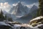 Placeholder: A massiv mountain. The button is covered in forrest, the middel in rocks and the top In snow. fantasy concept art, exquisite realism, a masterpiece, dynamic lighting, hyper detailed, intricately detailed, deep color, Unreal Engine, volumetric lighting , Epic cinematic brilliant stunning intricate meticulously detailed dramatic atmospheric maximal,