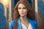 Placeholder: A beautiful light brown-haired, light-skinned woman in an elegant blue suit, graveyard and clocks highly detailed digital painting elegant very attractive beautiful award winning fantastic view crisp quality very cute acrylic art in the sunlight