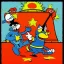 Placeholder: Itchy & Scratchy in the style of Soviet propaganda