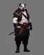 Placeholder: Cool Panda assassin boss in clothes game character, dark lighting , Blender, octane render, high quality masterpiece
