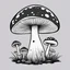 Placeholder: mushroom, black and white, cartoon, drawing, cute, outline