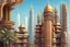 Placeholder: Grand scale Indian city, modern futuristic, inspired by hindu Architecture, show skyline, entire city, modernized glass structures with hint of hindu Architecture desgins