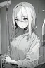 Placeholder: sick girl in hospital in intensive care., greyscale