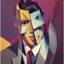 Placeholder: a painting of a man in a suit and tie, a cubist painting by Stanton Macdonald-Wright, Artstation, cubo-futurism, cubism, angular, constructivism