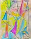 Placeholder: Abstract paul klee painting on watercolour paper with sketchy pencil outlines