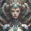 Placeholder: luxe glass robotic goddess, exquisite engraving, enchanted, delicate face, elegant, opal gears cyborg, luxury flowery suit🌷🌼🌿, highly detailed, digital painting, artstation, asymmetrical, concept art, smooth, sharp focus, 8k , trending on artstation, sharp focus, studio photo, intricate details, highly detailed, by greg rutkowski