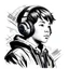 Placeholder: Illustration sketch of boy in music with headphone