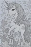 Placeholder: coloring book page of a magical cute unicorn,monochrome, black and white, sharp, sketch drawing