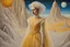 Placeholder: Armenian close-up Techno Fashion Avant-Garde sci-fi translucent embroidered futuristic Giorgio De Chirico Dreams beautiful Star Wars Princess Sisterhood soft Sparkle organza gown, Yellow, austrian symbolism, Capture thrilling epic Tolkien Rocky carved Misty Mars temple adventure, in undiscovered oil pastel painting by Remedios Varo