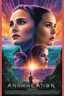 Placeholder: Movie poster art for "Annihilation" sci-fi starring Natalie Portman, woman scientists enter the "Shimmer" a corruption of a lighthouse and coastline featuring ultraviolet mutated flora and fauna, modern movie poster design by Drew Struzan, double exposure effects by Dan Mountford, deep vibrant colors, matte oil painting, intricate complex detail.