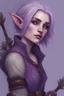 Placeholder: firbolg with dark purple short hair with lilac skin