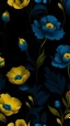 Placeholder: a dark wallpaper with 2 blue and yellow blooms