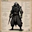 Placeholder: monster concept sheet with AD&D statistics and characteristics [art by Dorohedoro] Gangster-turned-Monk