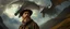 Placeholder: master oil painting by Rembrandt, close up portrait of farmer in valdres below raging dragon, light beams through volume fog sky in mountain pass, dragon cast spells of lightening