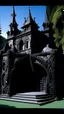 Placeholder: A black vampire castle in space designed in Maori sculptures painted by Henri Matisse