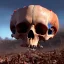 Placeholder: a picture of a dark, comedic, anatomically correct wall of red white and blue tightly packed stacked skulls of varying sizes and expressions, photo realistic, insanely meticulous, highly detailed, part of a collection of bones on display, 64k, dystopian, vray, anatomically correct, dystopian, horror, soviet retrofuturism