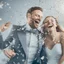 Placeholder: A happy man and wife with silver confetti