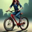 Placeholder: young woman riding a bike, in the style of Elias Chatzoudis