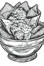 Placeholder: DRAW FOR COLORING OF NACHOS, CARTOON STYLE, LOW DETAILS, THICK LINES, NO SHADING, NO COLOR