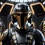 Placeholder: star wars bald male corellian pilot wearing dark gunmetal grey and black First Order special forces TIE pilot armored flightsuit and helmet with gold trim inside the jedi temple, centered head and shoulders portrait, hyperdetailed, dynamic lighting, hyperdetailed background, 8k resolution, volumetric lighting, light skin, fully symmetric details