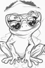 Placeholder: Outline art for cute coloring pages with frog with glasses, full body, white background, sketch style, only use outline, clean line art, no shadows and clear and well outlined.