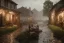 Placeholder: medieval fantasy poor village, rainy, stormy, dark, market, tavern, dirt path