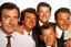Placeholder: a photo of 5 men in their 30s, antique photo, add background, hand on some shoulders