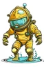 Placeholder: diving helmet cartoon with leg and hand