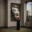 Placeholder: a Persian gay muscle man with a big duck doll in a modern street in Tehran with towers.