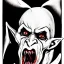 Placeholder: Nosferatu vampire with white skin and horns on the jaw with giant mouth full of fangs