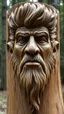 Placeholder: Create an ultra-realistic handcrafted wooden sculpture using the uploaded reference photo as the only identity reference. Transform the person into a real carved wooden statue made directly from a massive natural tree trunk. The sculpture must be carved into a huge, thick, ancient tree trunk with a large diameter, not a small log or short piece of wood. Preserve the person's exact identity, facial structure, expression, hairstyle, and unique features from the reference photo. The face should re
