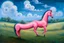 Placeholder: strange Big pink plastic horse.19th painting