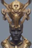 Placeholder: Aztec male African Egyptian alien, cracks in the voodoo head, wicked, eyes, crown, Elephant, 8k, finely detailed, photo realistic, tiger turquoise skull head gold dragon space alien snow skeleton gold hornytoad silver crown silver eyes